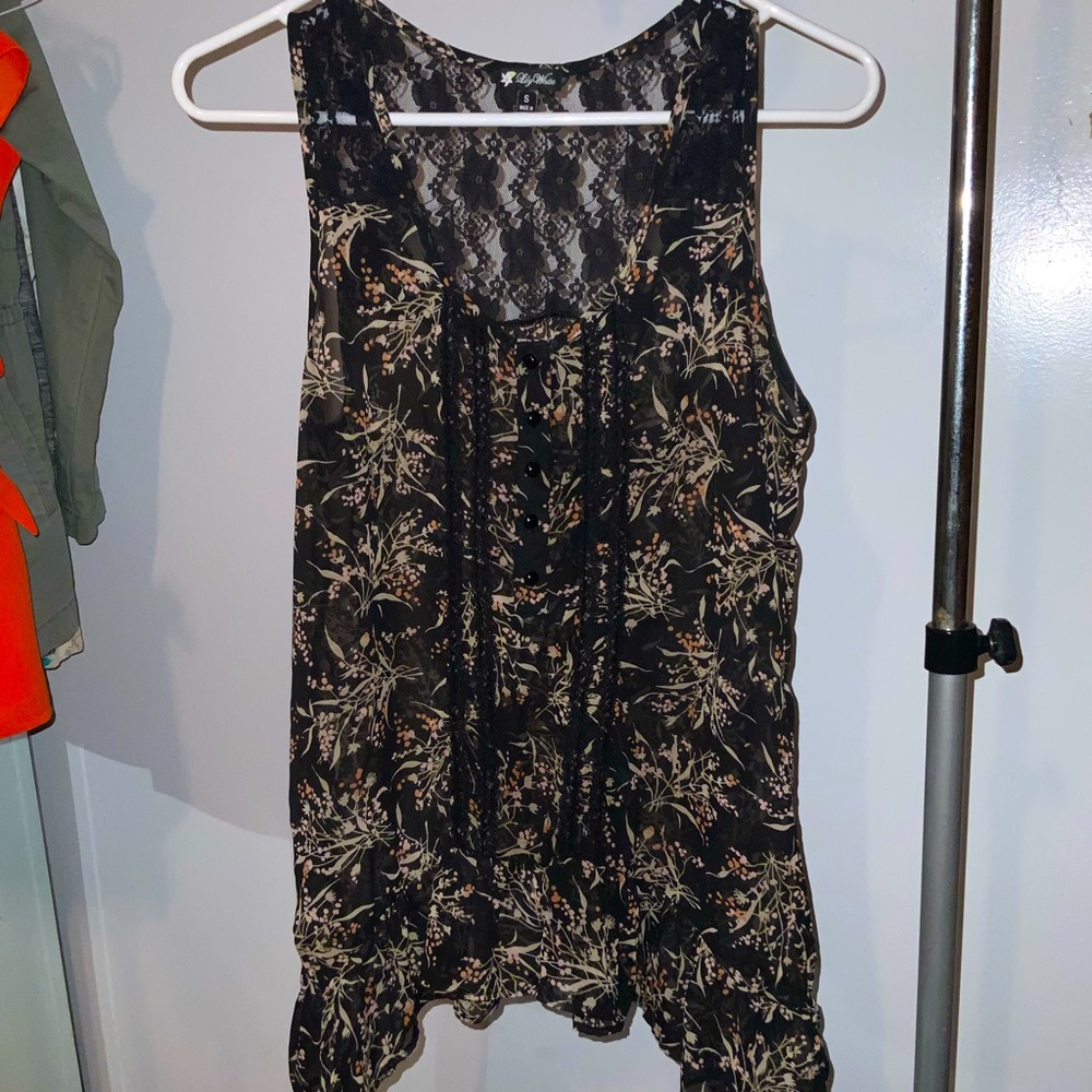 Lily White Sheer Floral Tank